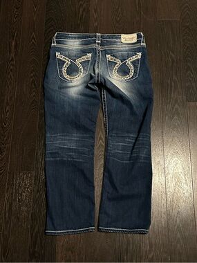 Y2K Big Star Liv Bootcut Jeans Size 28 Embellished Pocket Dark Wash